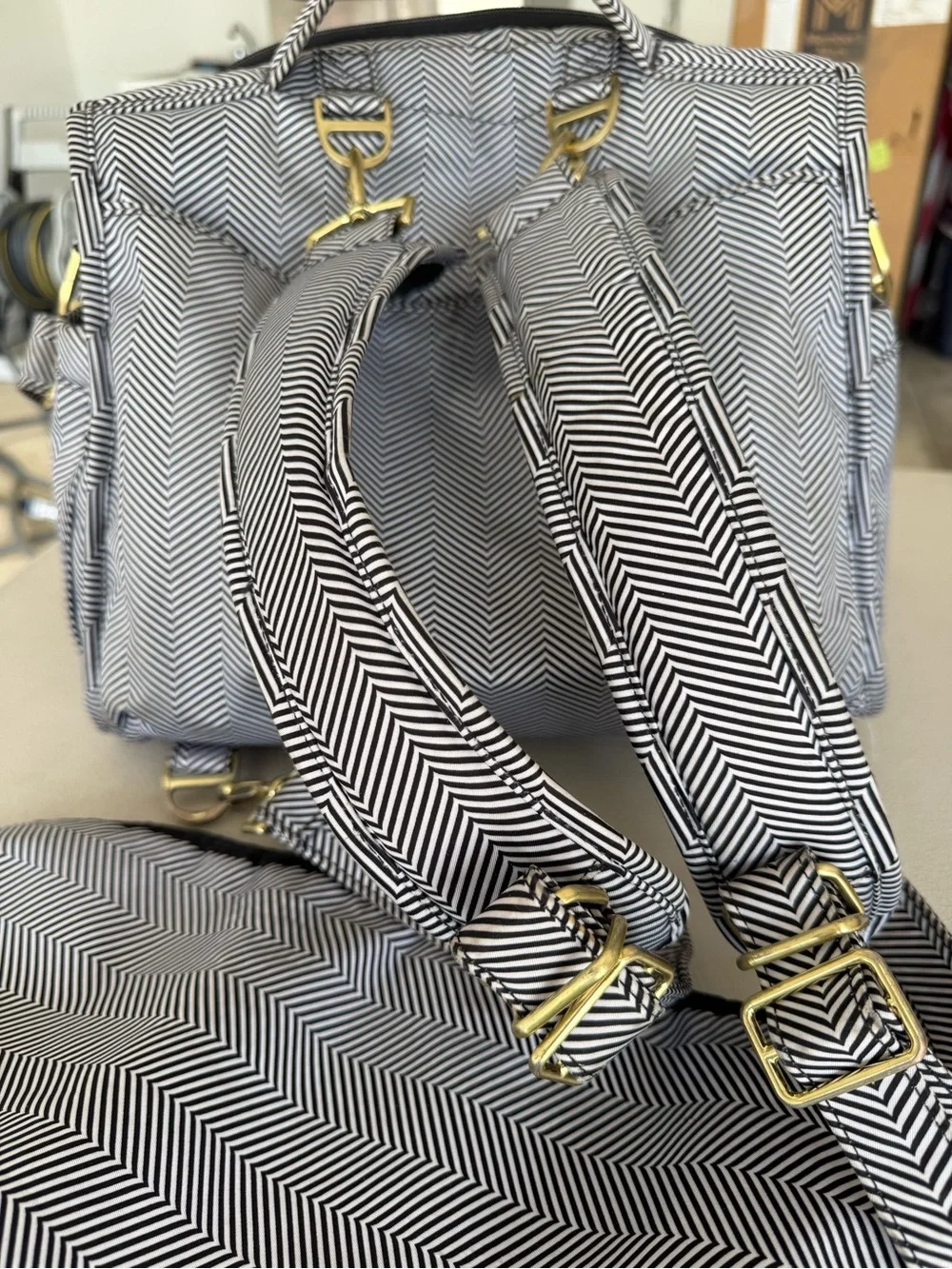 Ju-Ju-Be Black & White Chevron Backpack Diaper Bag